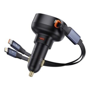 Tẩu Sạc Ô Tô Baseus Enjoyment Pro Car Charger Tích Hợp Cáp Type C iPhone Cable 60W