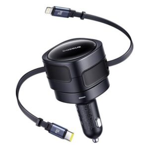 Tẩu Sạc Đa Năng Kèm Cáp Sạc Baseus Enjoyment Max 60W (With Built-in C+Lightning / C+C Retractable Cables 0.8m, 180° Rotation Design)