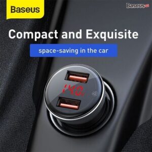 Tẩu sạc đa năng công suất cao Baseus Digital Display Dual SCP Quick Charger (45W, 2 Ports USB, LED Display, SPC/ QC4.0 Car Quick charger)