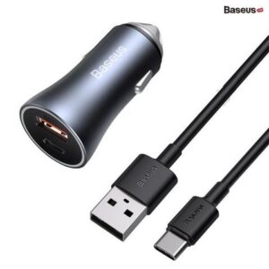 Bộ tẩu sạc nhanh, công suất 40W dùng cho xe hơi Baseus Golden Contactor Pro (40W, Dual USB/ U+C Port, Aluminium,PD20W/QC3.0 Car Quick Charger)