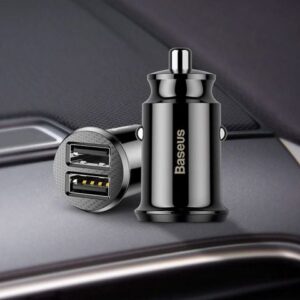 Bộ tẩu sạc đa năng dùng cho xe hơi Baseus Grain Mini (5V, 3.1A Fast Charge, 2 cổng USB Car Charger)
