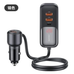 Tẩu Sạc Cho Ô Tô 2C + 3A USAMS CC213 C40 165W (Digital Display, QC, PD3.0, with 1.5m Data Cable)