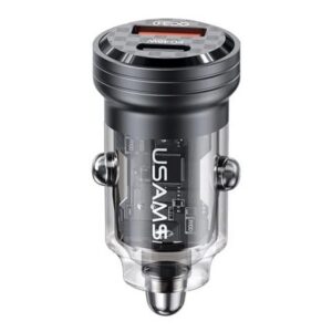 Tẩu Sạc Nhanh Dùng Trên Ô Tô USAMS C35 Hợp Kim Nhôm Trong Suốt U+C 45W